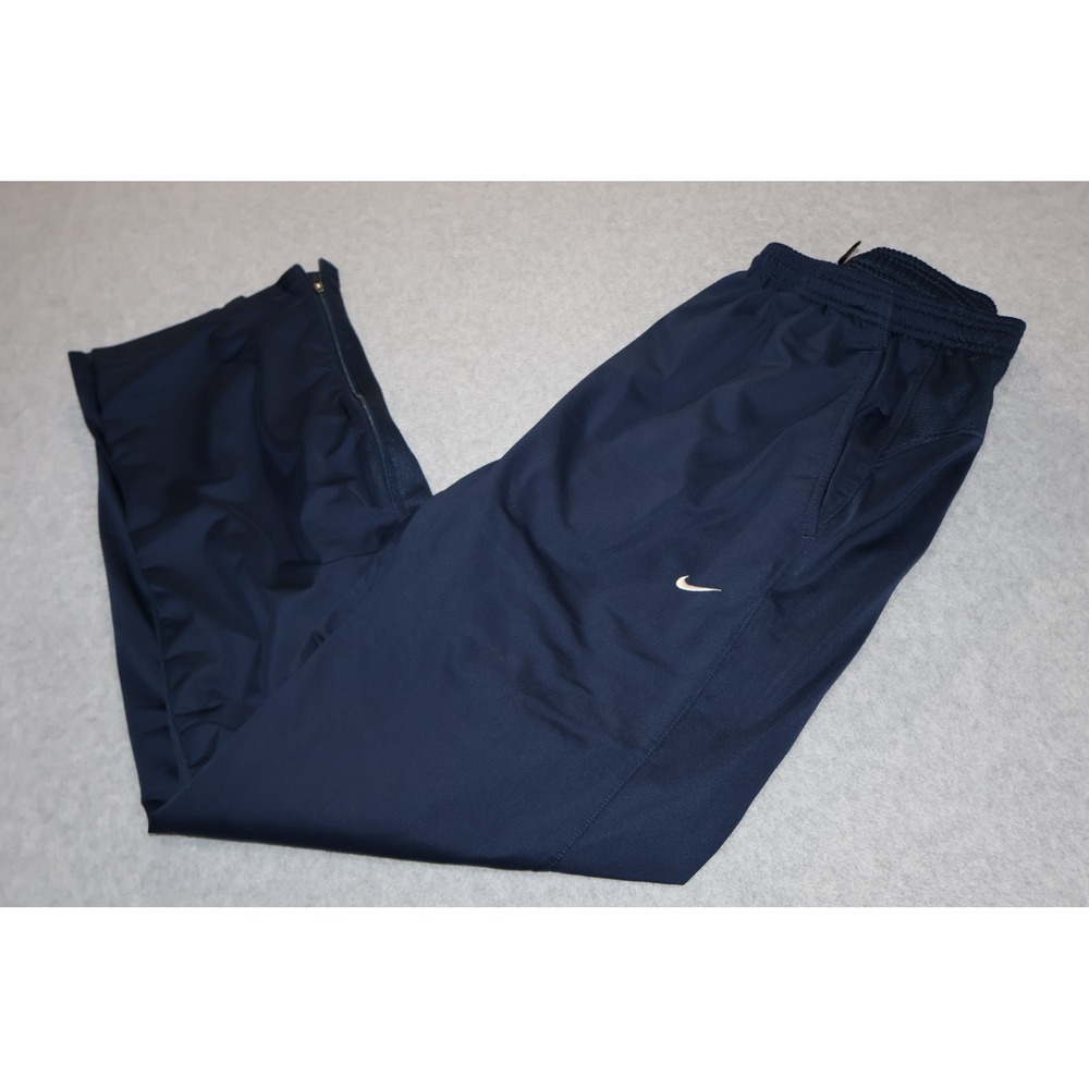 Nike Tennis Pants Mens Large Navy Blue Dri-FIT Ankle Zip Athletic Gym Workout